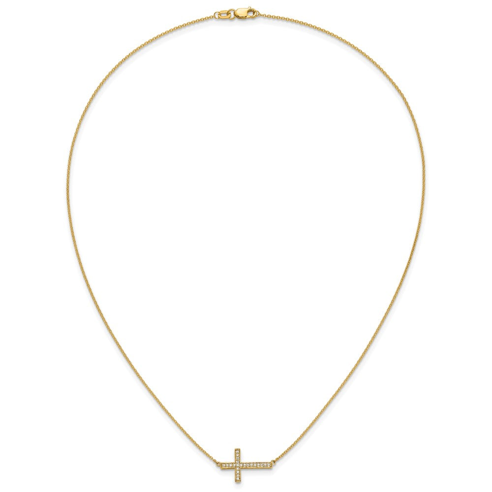 Buy 14K Gold Diamond Sideways Cross Necklace - 18 Inches, Stylish & Affordable