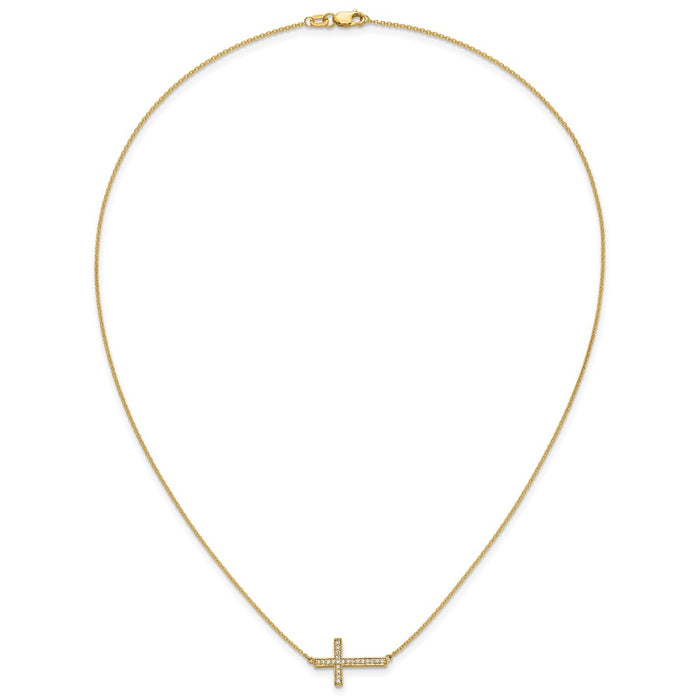 Buy 14K Gold Diamond Sideways Cross Necklace - 18 Inches, Stylish & Affordable-4