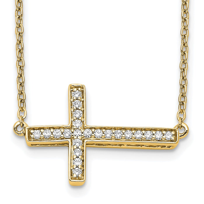 Buy 14K Gold Diamond Sideways Cross Necklace - 18 Inches, Stylish & Affordable-1