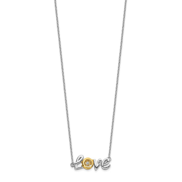 14K Two-Tone LOVE Diamond Pendant Necklace - 18 Inches