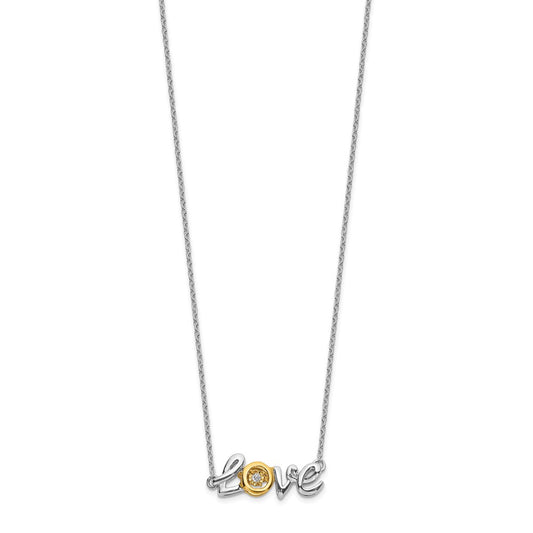 Buy Stylish 14K Two-Tone LOVE Diamond Pendant Necklace - 18 Inches