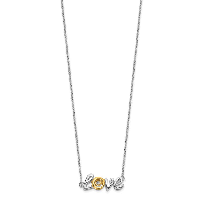 Buy Stylish 14K Two-Tone LOVE Diamond Pendant Necklace - 18 Inches-2