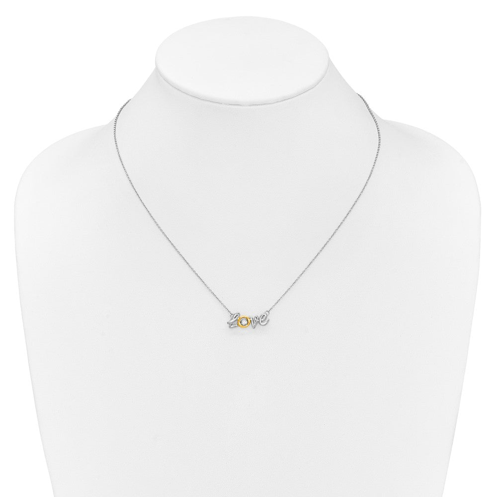 Buy Stylish 14K Two-Tone LOVE Diamond Pendant Necklace - 18 Inches