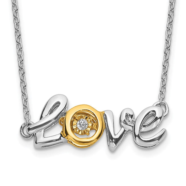 14K Two-Tone LOVE Diamond Pendant Necklace - 18 Inches