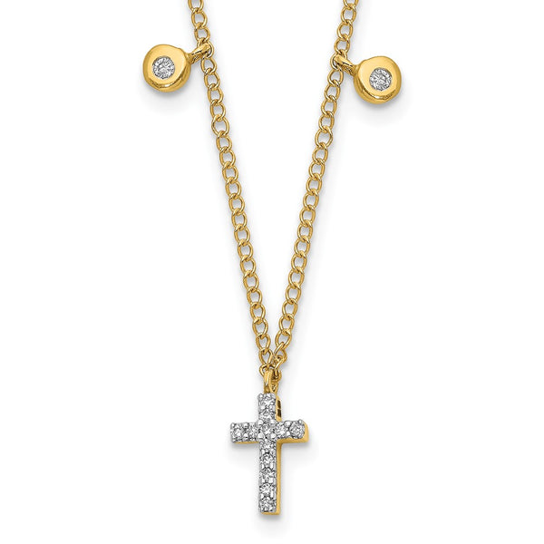 14K Gold Diamond Cross Necklace - 18 Inch - Style GR1-1017603