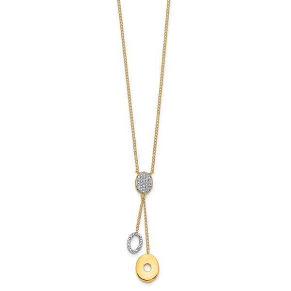 14K Gold Diamond Circle Dangle Necklace - 18 Inch