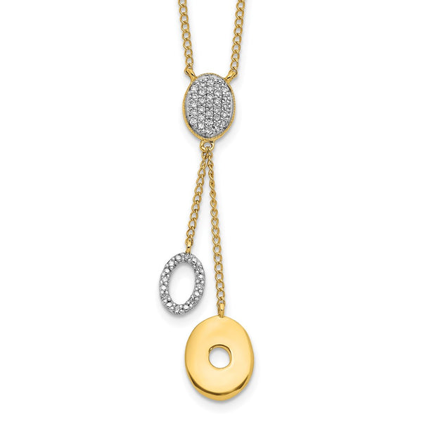 14K Gold Diamond Circle Dangle Necklace - 18 Inch