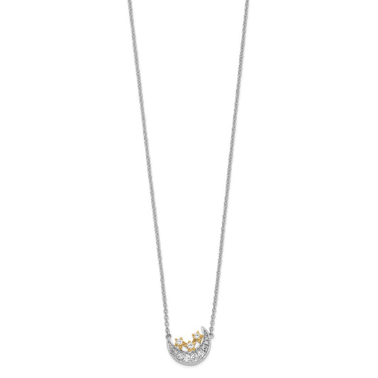 Exclusive 14K Two-Tone Diamond Moon & Three Stars Necklace - Stylish 18" Design