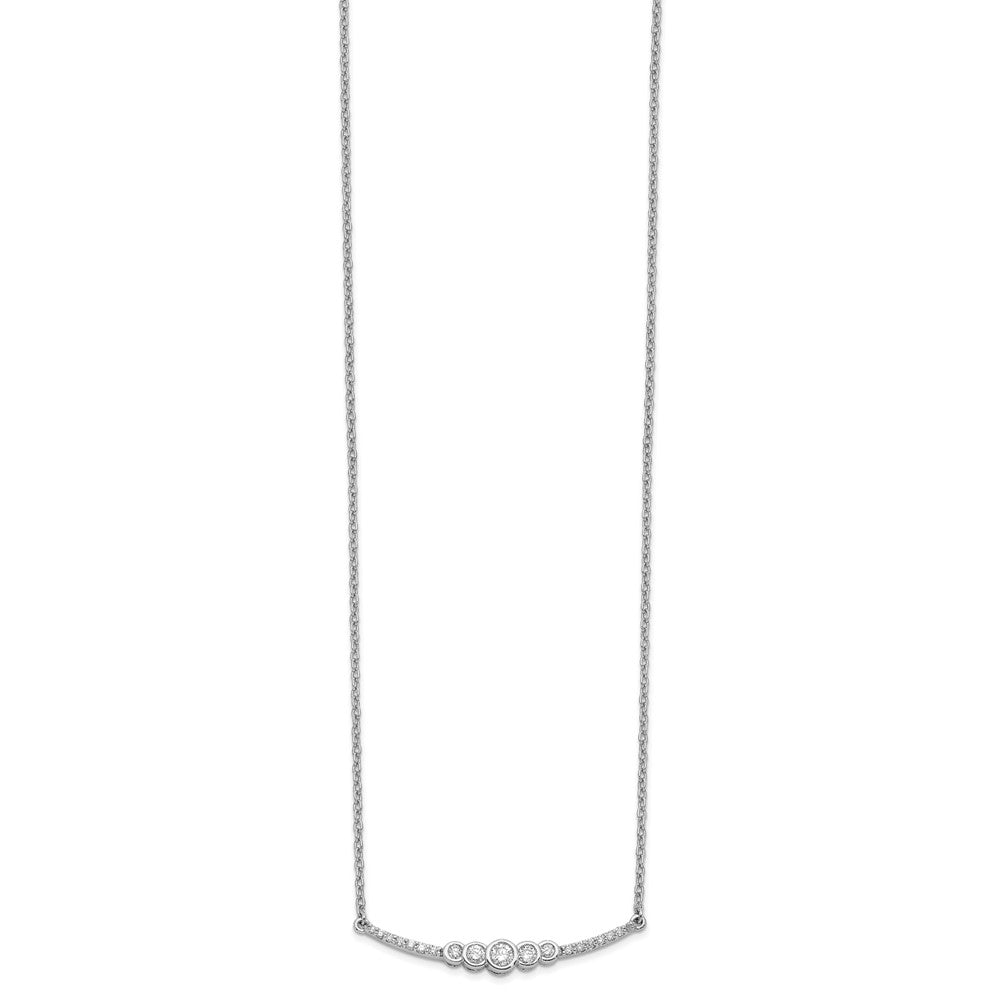 Buy Stylish 14K White Gold Bezel-Set Diamond Bar Necklace - 18 Inches