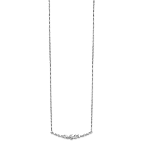 14K White Gold Bezel-Set Diamond Bar Necklace - 18 Inches