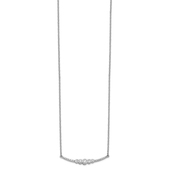 Buy Stylish 14K White Gold Bezel-Set Diamond Bar Necklace - 18 Inches-2