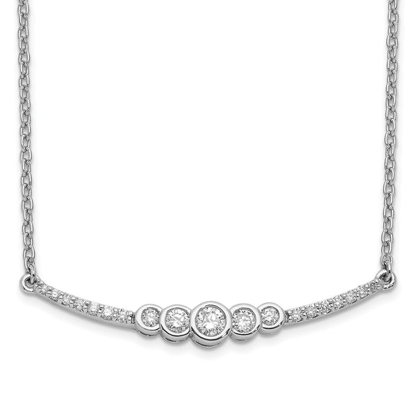 14K White Gold Bezel-Set Diamond Bar Necklace - 18 Inches