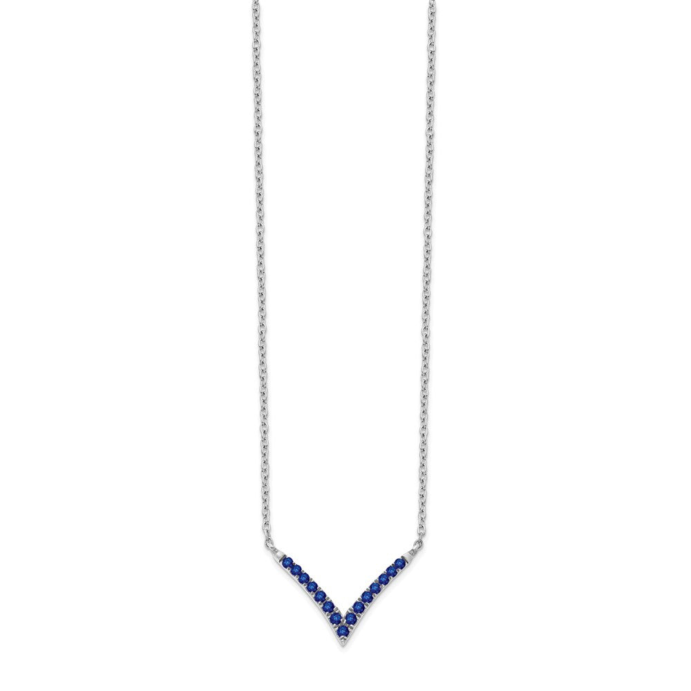 High-Quality 14K White Gold Sapphire V-Necklace - 18 Inches, Stylish Value!