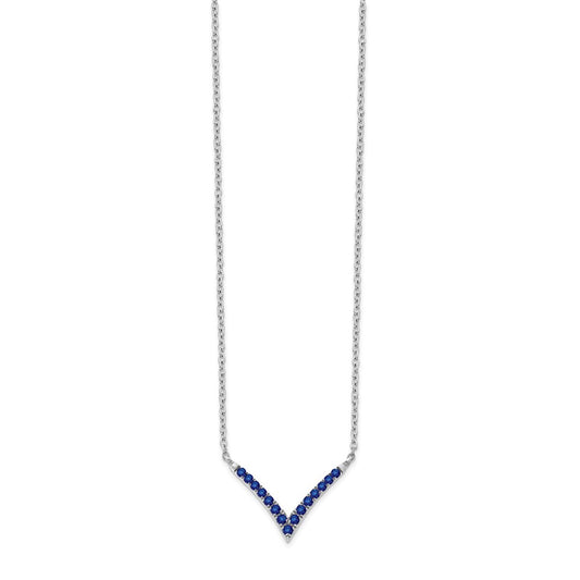 High-Quality 14K White Gold Sapphire V-Necklace - 18 Inches, Stylish Value!