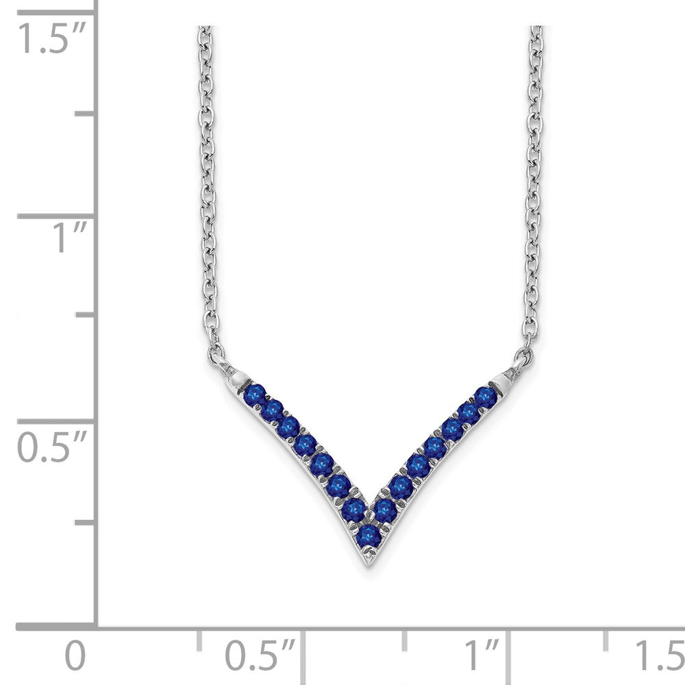 High-Quality 14K White Gold Sapphire V-Necklace - 18 Inches, Stylish Value!