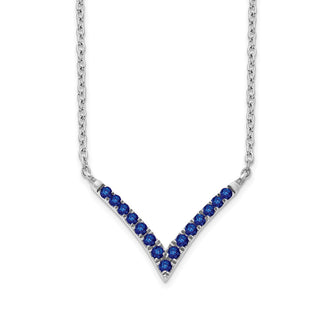 High-Quality 14K White Gold Sapphire V-Necklace - 18 Inches, Stylish Value!