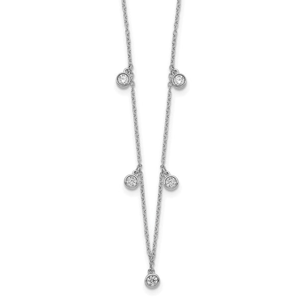 14K White Gold 18-Inch Necklace with 5 Diamond Stations