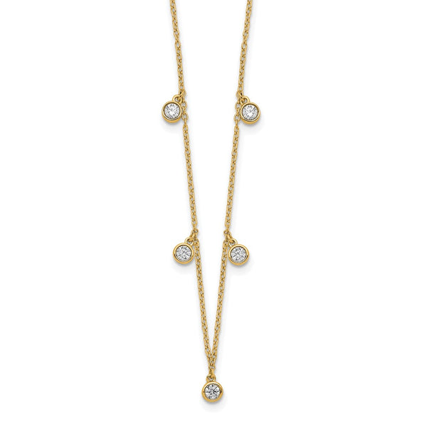 14K Gold 5-Station Diamond Necklace - 18 Inches