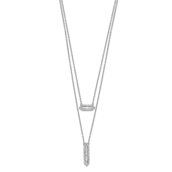 14K White Gold Double Strand Necklace - 18 Inches - Style GR1-1017607