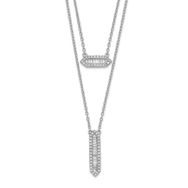 14K White Gold Double Strand Necklace - 18 Inches - Style GR1-1017607