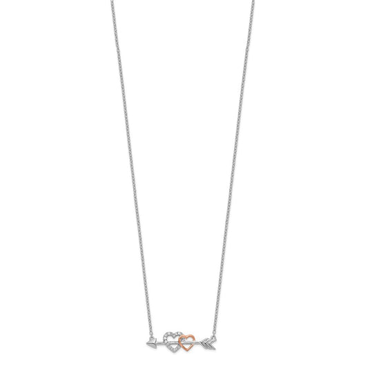 Exclusive 14K Two-Tone Diamond Heart Arrow Necklace - 18 Inches, Stylish Value