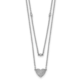 Shop Stylish 14K White Gold Double Strand Heart Necklace - 18 Inch Value
