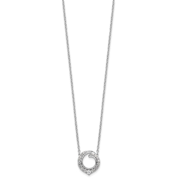 14K White Gold Elegant Circle Diamond Necklace - 18"