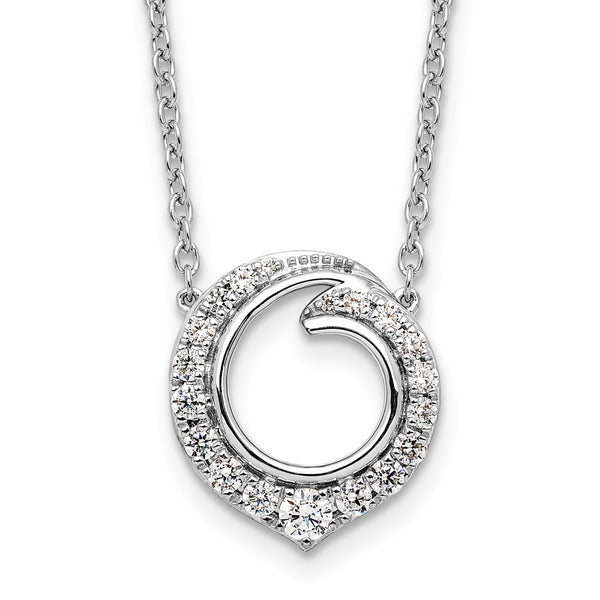14K White Gold Elegant Circle Diamond Necklace - 18"