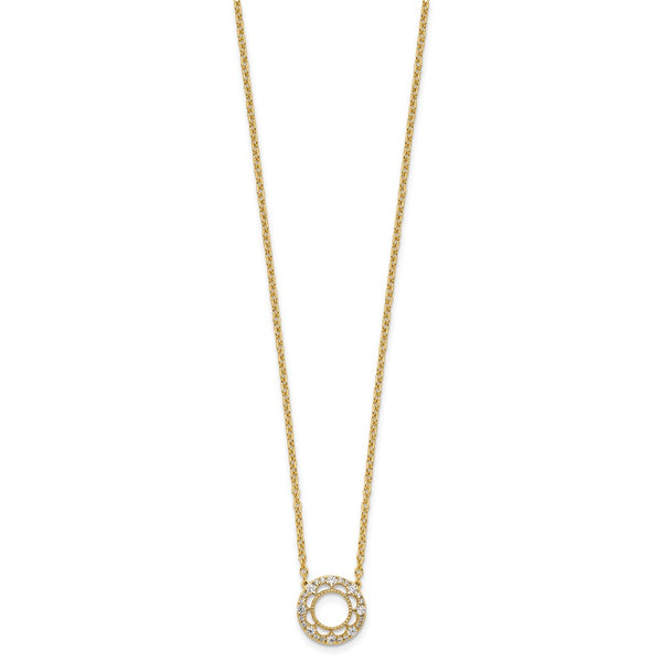 14K Gold Fancy Circle Diamond Necklace - 18 Inches