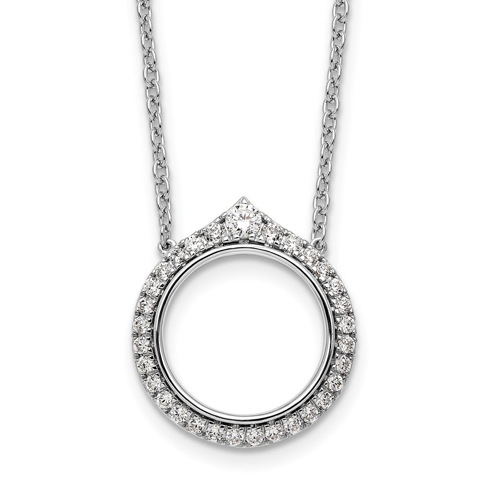 Buy 14K White Gold Elegant Circle Diamond Necklace - 18" Stylish Luxury Jewelry