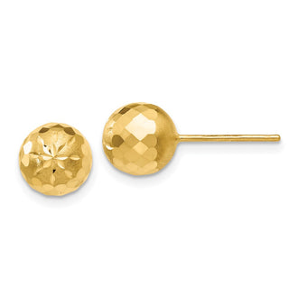 Buy Stylish 14K Gold 8mm Diamond-Cut Mirror Ball Stud Earrings at Value Prices