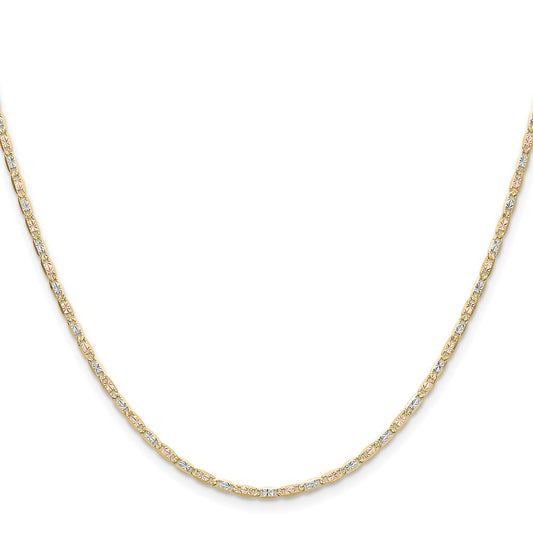 Buy Exclusive 14K Tri-Color Gold 2.0mm Pav Valentino Chain - Stylish Luxury!