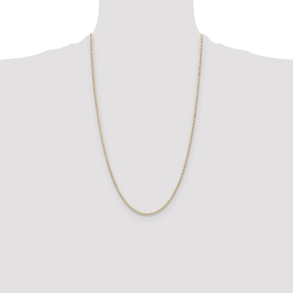 Designer 14K Tri-Color Gold 2.0mm Pav Valentino Chain - Affordable Luxury