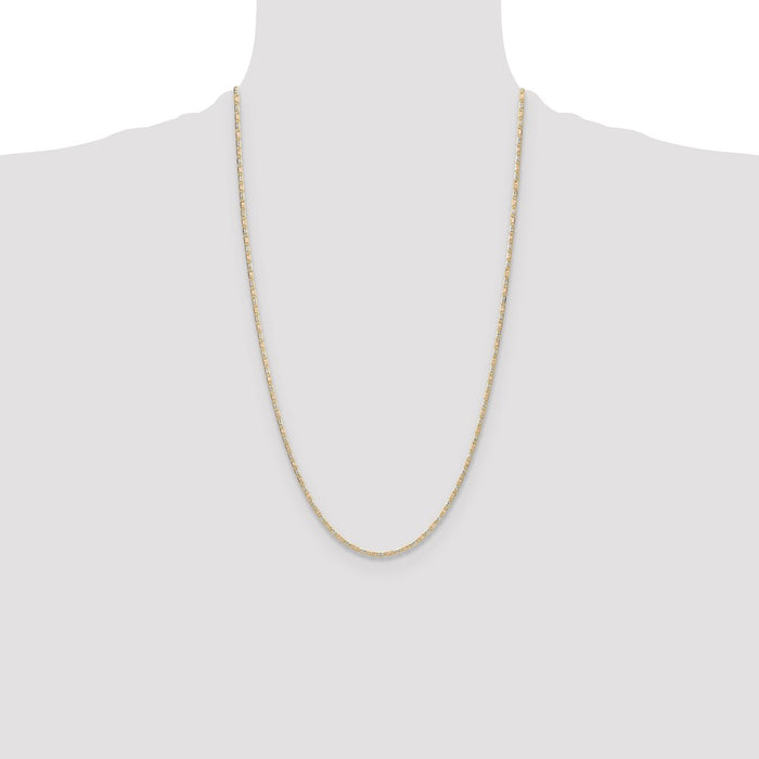 Designer 14K Tri-Color Gold 2.0mm Pav Valentino Chain - Affordable Luxury-4