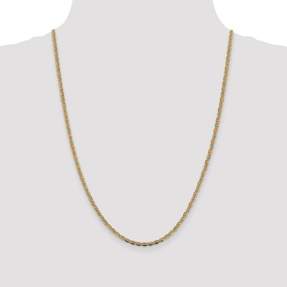 Buy Stylish 14K Tri-Color Valentino Chain - 24 Inch, 2.75mm Lobster Clasp