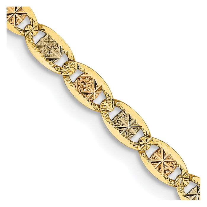 Buy Stylish 14K Tri-Color Valentino Chain - 24 Inch, 2.75mm Lobster Clasp-1