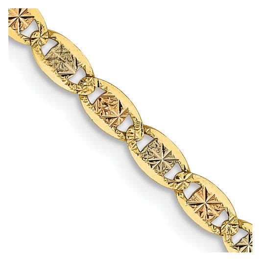 Buy 14K Tri-Color Valentino Chain - 26 Inch, 2.75mm, Stylish Lobster Clasp