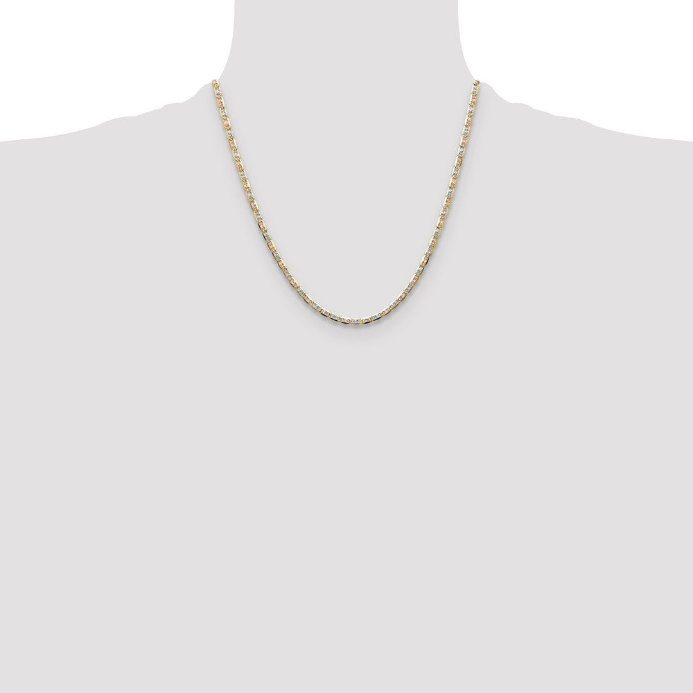 Shop Stylish 14K Tri-Color Gold 3.2mm Pav Valentino Chain - Luxury Value!