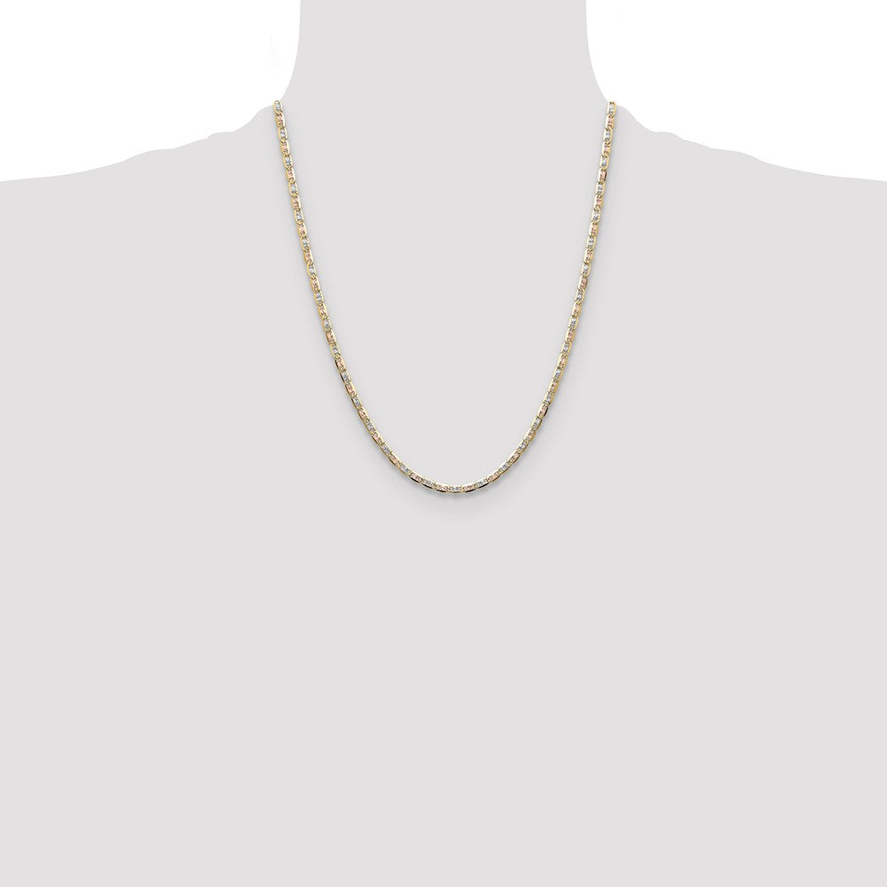 Buy 14K Tri-Color Gold 3.2mm Pav Valentino Chain - Stylish & Luxury Accessory