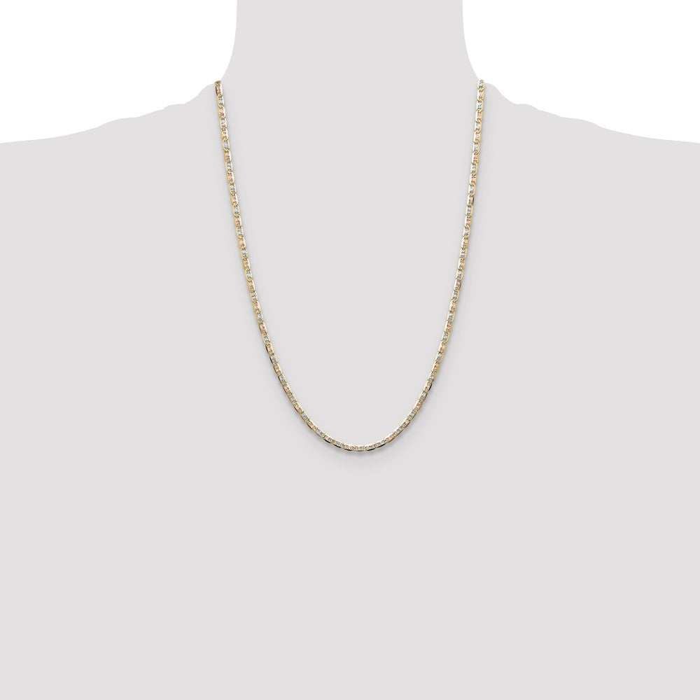 Exclusive 14K Tri-Color Gold 3.2mm Pav Valentino Chain - Stylish Value!