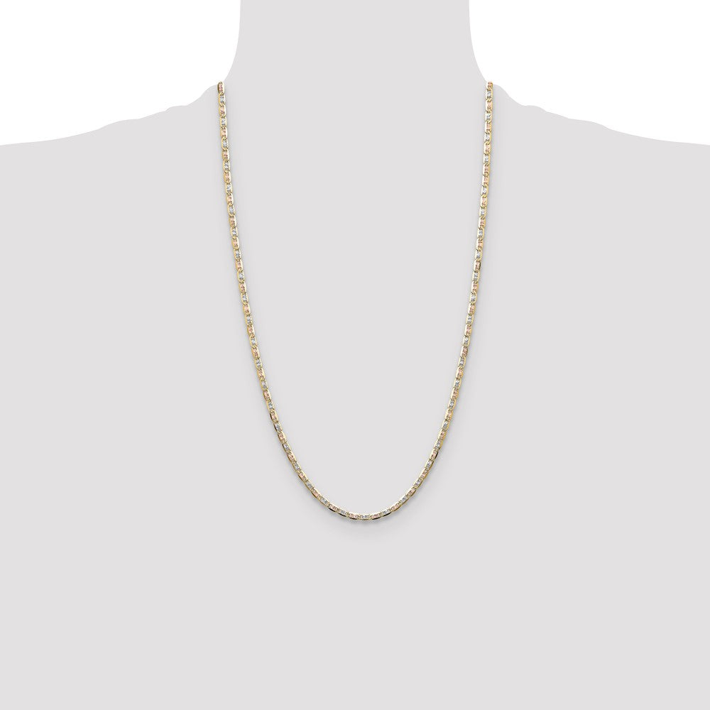 Shop Stylish 14K Tri-Color Gold 3.2mm Pav Valentino Chain - Luxury Design