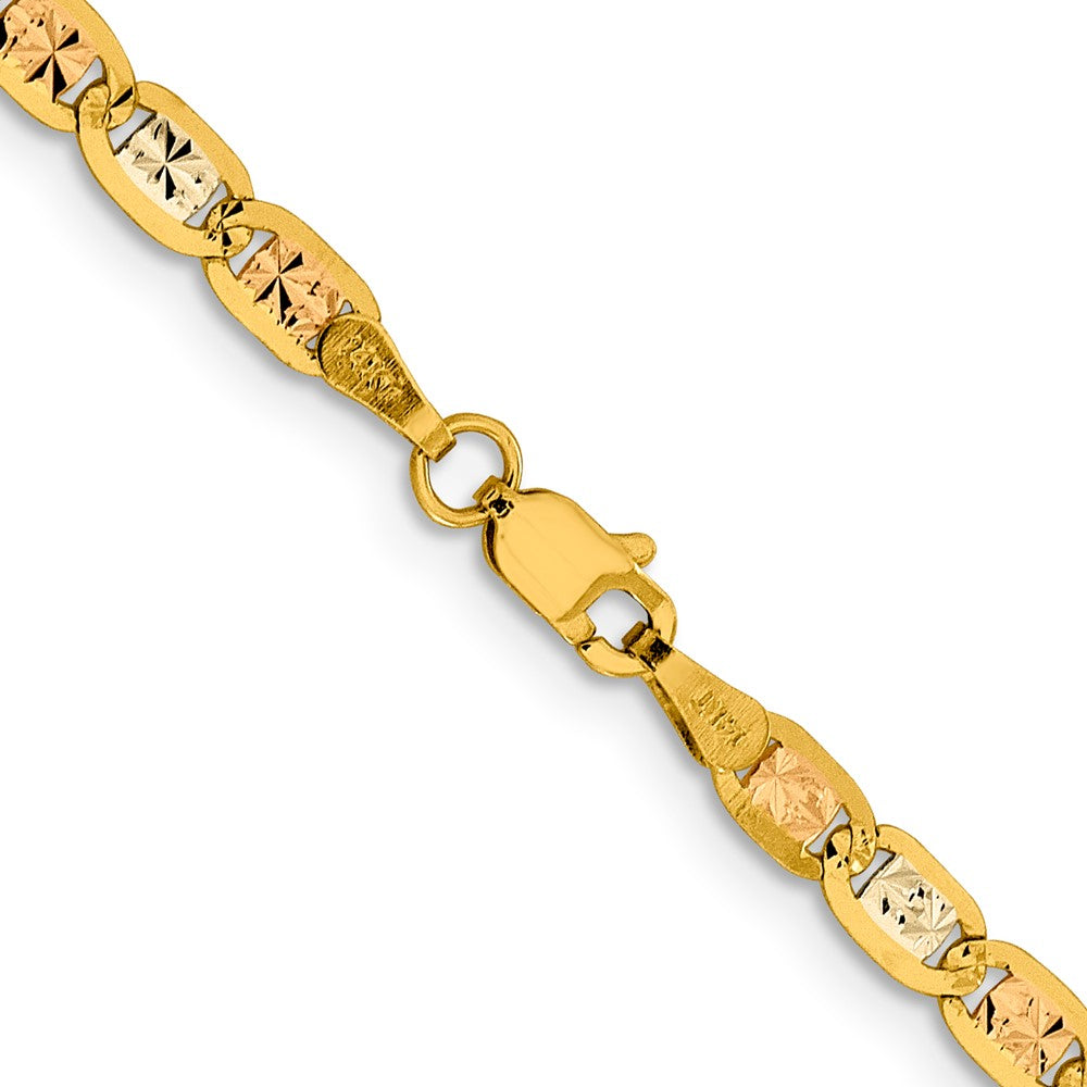 Shop 14K Tri-Color Pav Valentino Chain - 18 Inch, 3.8mm, Affordable Luxury