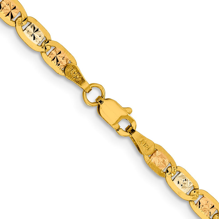 Shop 14K Tri-Color Pav Valentino Chain - 18 Inch, 3.8mm, Affordable Luxury-3