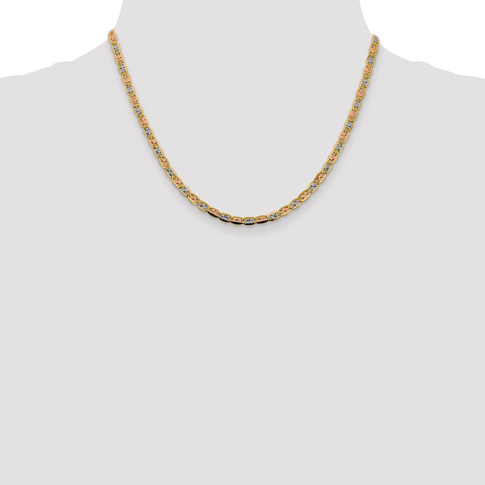 Shop 14K Tri-Color Pav Valentino Chain - 18 Inch, 3.8mm, Affordable Luxury