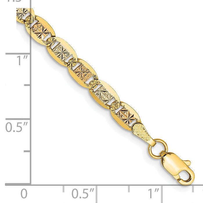 Buy 14K Tri-Color Valentino Bracelet - 7 Inch, 3.8mm, Stylish Design-2