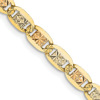 Buy 14K Tri-Color Valentino Chain - 22 Inch, 3.8mm, Stylish Lobster Clasp
