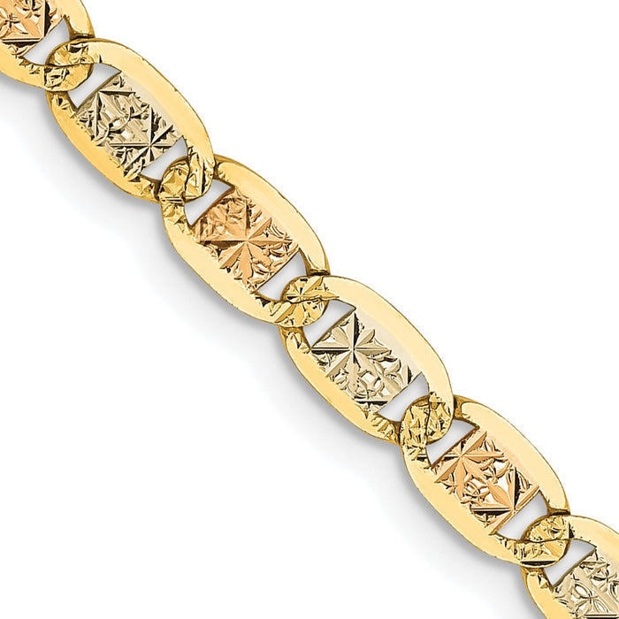 Buy 14K Tri-Color Valentino Chain - 22 Inch, 3.8mm, Stylish Lobster Clasp-1