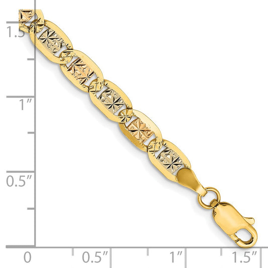 Shop 14K Tri-Color Valentino Bracelet - 7 Inch, 4.65mm, Stylish Lobster Clasp