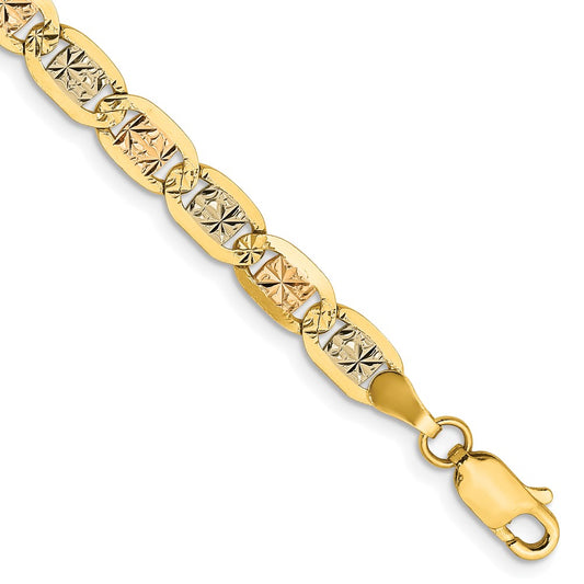 Shop 14K Tri-Color Valentino Bracelet - 7 Inch, 4.65mm, Stylish Lobster Clasp