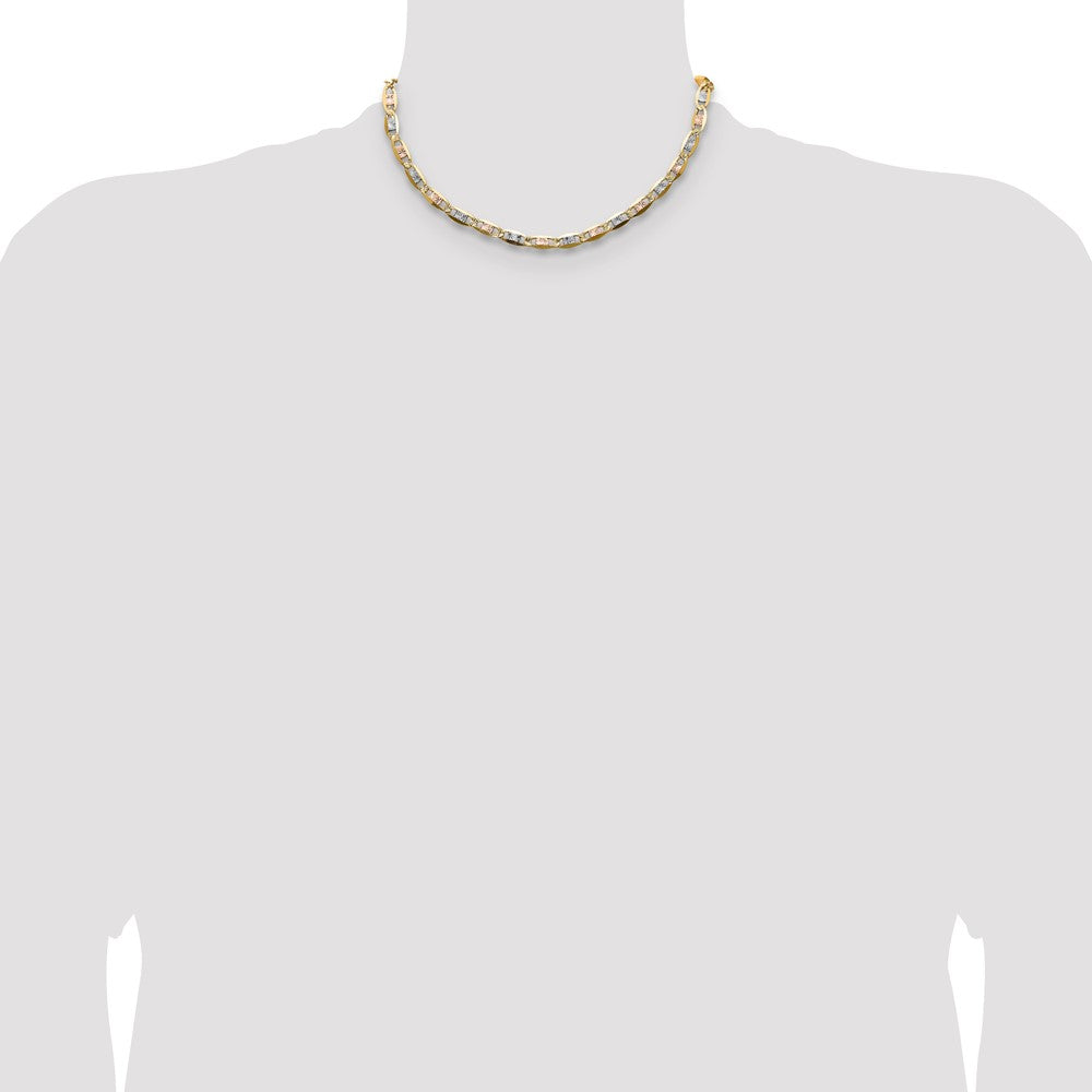 Exclusive 14K Tri-Color Gold 6.1mm Valentino Pav Chain - Stylish Luxury